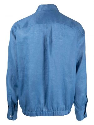 Lněná košile na zip Pt Torino modrá