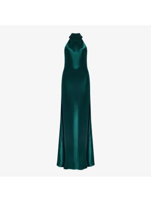 Атласное платье миди Sienna с воротником-халтером Galvan London, pine