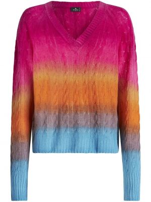Пуловер бродиран с v-образно деколте Etro розово