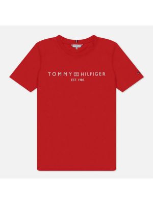 Женская футболка Tommy Hilfiger Signature Logo Flag Embroidery, XXS красный