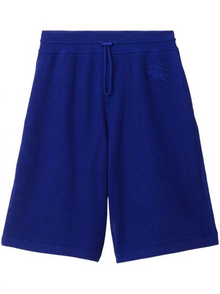 Shorts de sport en soie en coton Burberry bleu