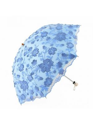 Зонт механика, 2 сложения, купол 84 см., 8 спиц, чехол в комплекте, для женщин голубой