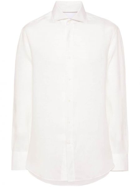 Lněná košile Brunello Cucinelli bílá