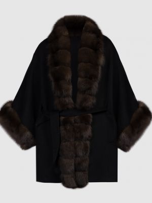 Пальто с мехом Malamati черное