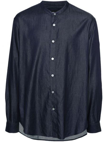 Βαμβακερό πουκάμισο τζιν Giorgio Armani μπλε