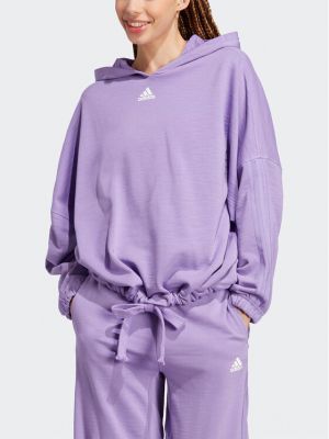 Relaxed fit džemperis su gobtuvu oversize Adidas violetinė