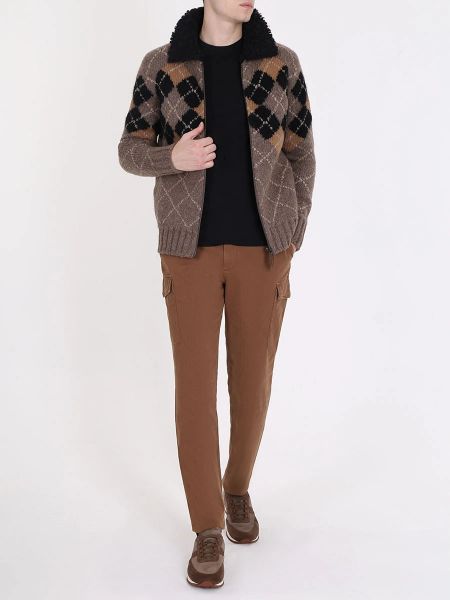 Хлопковые брюки карго Brunello Cucinelli коричневые