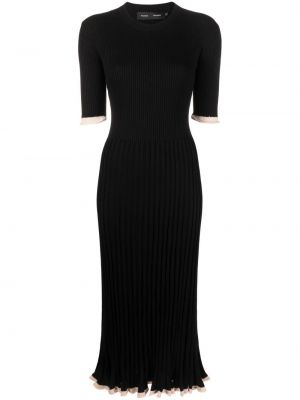 Černé kašmírové hedvábné mini šaty s krátkými rukávy Proenza Schouler