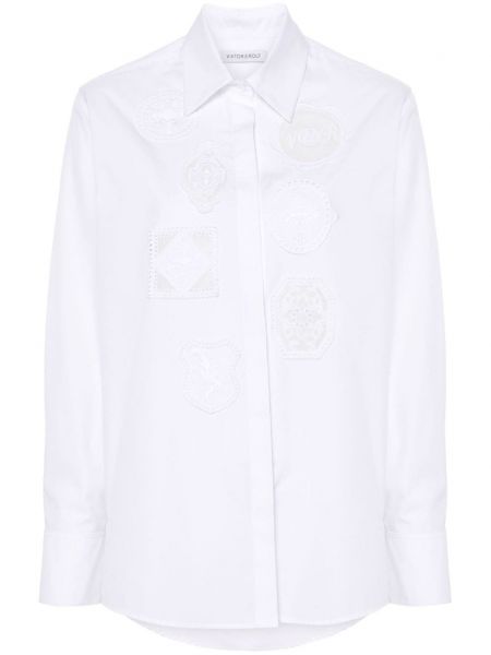 Βαμβακερό μακρύ πουκάμισο με κέντημα Viktor & Rolf λευκό