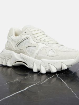 Sneakers in pelle scamosciata di pelle Balmain bianco