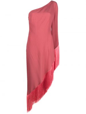 Robe de soirée à franges asymétrique Taller Marmo rose