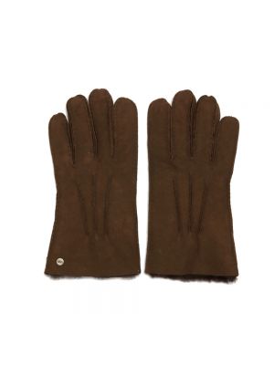 Rękawiczki z futerkiem zamszowe Ugg brązowe