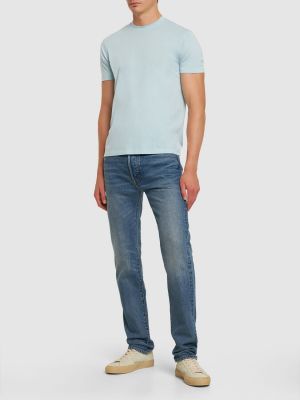 Camiseta de algodón lyocell de cristal Tom Ford azul