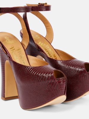Кожени полуотворени обувки Vivienne Westwood кафяво