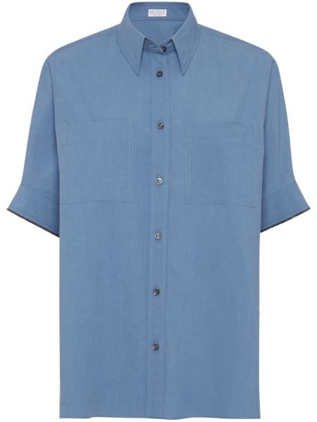 Памучна риза Brunello Cucinelli синьо