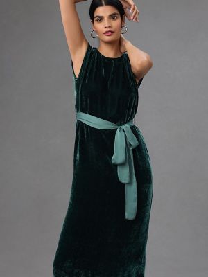 Бархатное платье миди без рукавов Velvet by Graham & Spencer, темно-зеленый