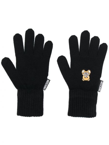 Pletené rukavice Moschino čierna