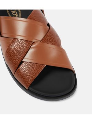 Pletene kožne sandale Tod's smeđa