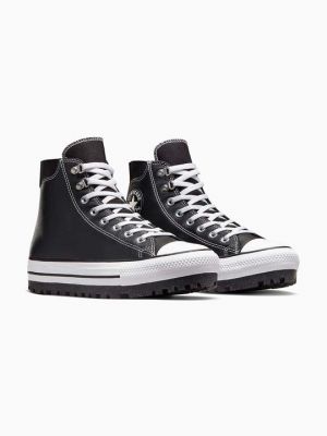 Кожаные ботинки со звездочками Converse черные