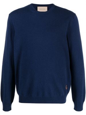 Jersey con bordado de tela jersey Gucci azul