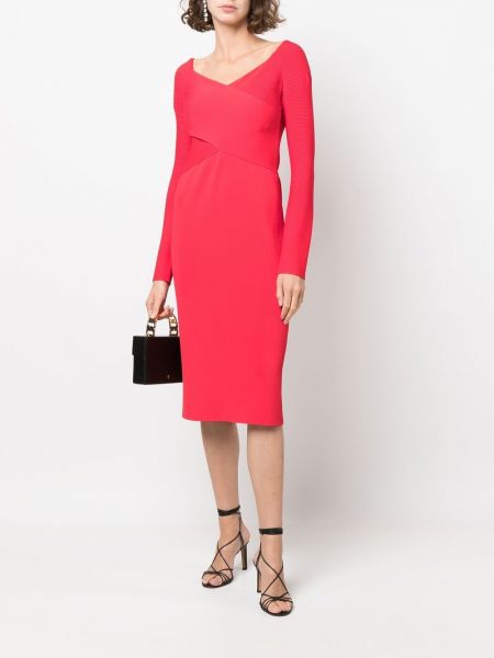 Robe de soirée à col v Ralph Lauren Collection rouge