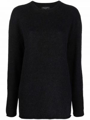 Długi sweter wełniane z długim rękawem z okrągłym dekoltem Rag & Bone - сzarny