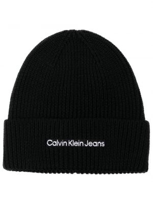 Tikitud müts Calvin Klein Jeans must