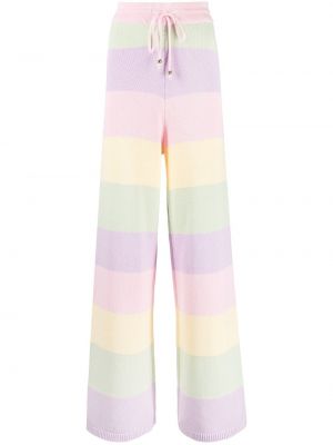 Pruhované bavlněné volné kalhoty Olivia Rubin - růžová