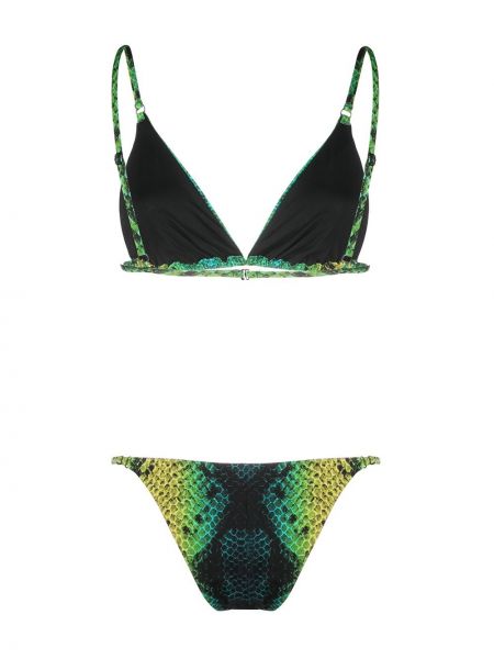 Bikini w wężowy wzór Noire Swimwear zielony