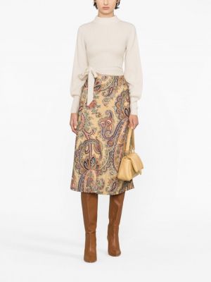 Vlněné sukně s potiskem s paisley potiskem Etro béžové