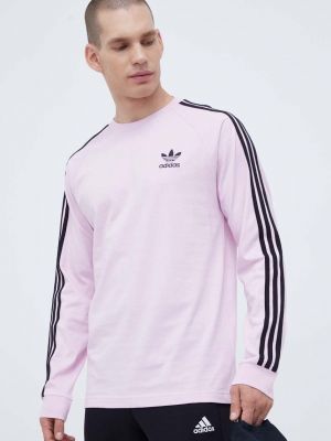 Bombažna majica z dolgimi rokavi z dolgimi rokavi Adidas Originals roza