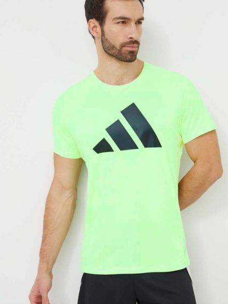 Tričko s potiskem Adidas Performance zelené