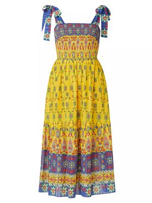 Платье миди с принтом с геометрическим узором Shoshanna желтое