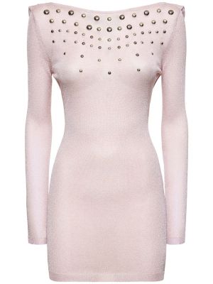 Mini haljina s izrezom na leđima Alessandra Rich ružičasta