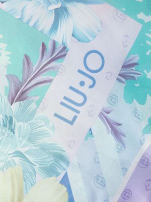 Satynowa szal w kwiatki Liu Jo niebieska