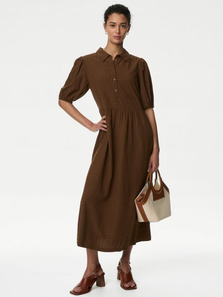 Midi šaty Marks & Spencer hnedá