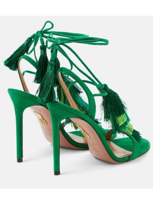 Zomšinės sandalai Aquazzura žalia