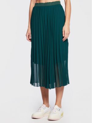 Plisovaná priliehavá midi sukňa Naf Naf zelená