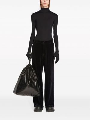 Aksamitne proste spodnie bawełniane Balenciaga czarne