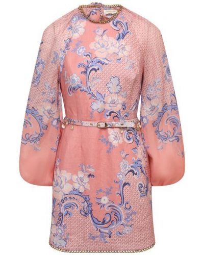 Льняное платье Zimmermann, розовое