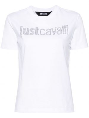 Pamut póló Just Cavalli fehér