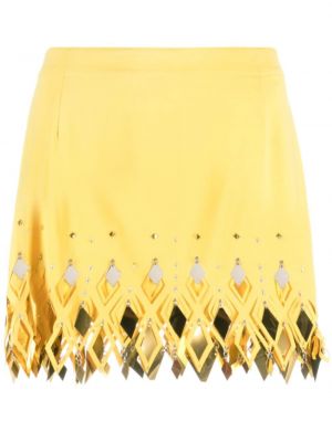 Krepové mini sukně se cvočky Paco Rabanne žluté