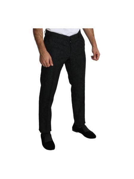 Pantalones slim fit de flores Dolce & Gabbana negro
