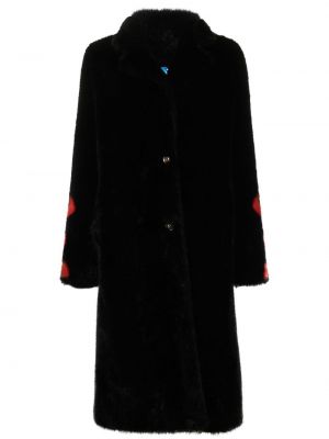 Palton de blană cu imagine Philipp Plein negru