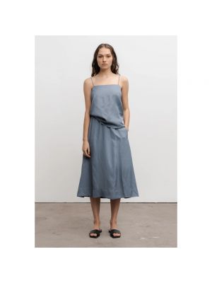 Falda midi de lino Ahlvar Gallery azul