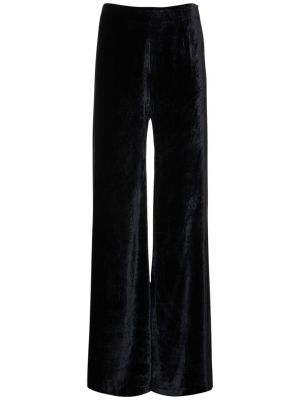 Sametové kalhoty s vysokým pasem relaxed fit Galvan černé