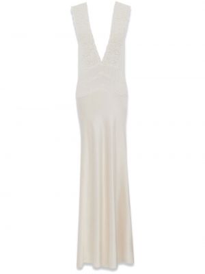 Копринена вечерна рокля Saint Laurent бяло