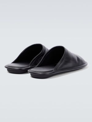 Kožené domáce papuče bez podpätku Balenciaga čierna
