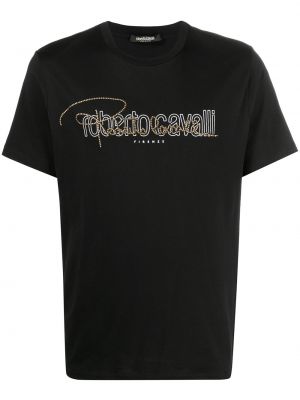 Camiseta con estampado Roberto Cavalli negro