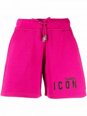 Pantaloncini sportivi con stampa Dsquared2 rosa